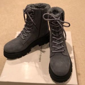 Marc Fisher Gray Chunky Heel Boots